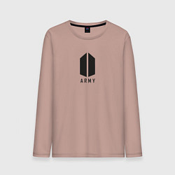 Лонгслив хлопковый мужской BTS Army black, цвет: пыльно-розовый