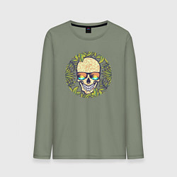Лонгслив хлопковый мужской Skull and nature, цвет: авокадо