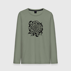 Лонгслив хлопковый мужской Современная абстрактная природа, цвет: авокадо