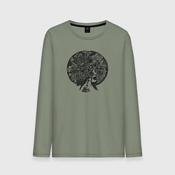 Лонгслив хлопковый мужской Цветочная голова, цвет: авокадо