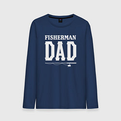 Лонгслив хлопковый мужской Рыбак папа, цвет: тёмно-синий