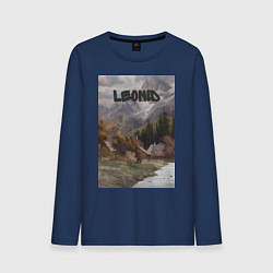 Лонгслив хлопковый мужской Leonid деревушка, цвет: тёмно-синий