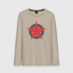 Лонгслив хлопковый мужской Red star symbol, цвет: миндальный