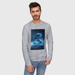 Лонгслив хлопковый мужской Змея в молниях, цвет: меланж — фото 2