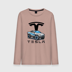 Лонгслив хлопковый мужской Tesla сybertruck Elon Musk, цвет: пыльно-розовый