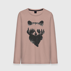 Лонгслив хлопковый мужской Лицо енота из деревьев, цвет: пыльно-розовый