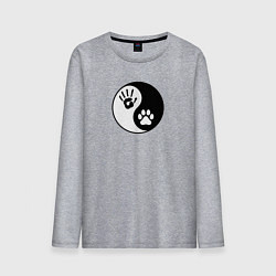 Лонгслив хлопковый мужской Инь ян символ квадробика, цвет: меланж