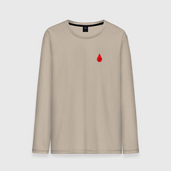 Лонгслив хлопковый мужской Группа крови: третья отрицательная, цвет: миндальный
