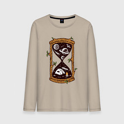Лонгслив хлопковый мужской Космический поход, цвет: миндальный