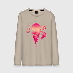 Лонгслив хлопковый мужской Вечер на Сатурне, цвет: миндальный