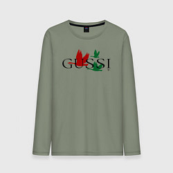 Лонгслив хлопковый мужской Гусси - гуси летят, цвет: авокадо