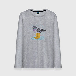 Лонгслив хлопковый мужской Голубь в классных резиновых сапожках, цвет: меланж