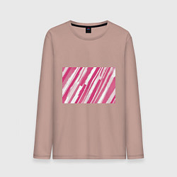 Лонгслив хлопковый мужской Розовые полосы, цвет: пыльно-розовый