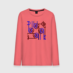 Лонгслив хлопковый мужской Абстракция красно-синих линий, цвет: коралловый