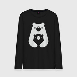 Лонгслив хлопковый мужской Обнимашки-мишки, цвет: черный