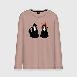 Лонгслив хлопковый мужской Крутые обезьянки, цвет: пыльно-розовый