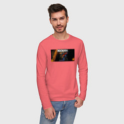 Лонгслив хлопковый мужской Deadlock Infernus, цвет: коралловый — фото 2
