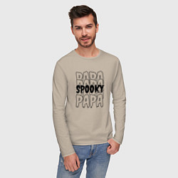 Лонгслив хлопковый мужской Spooky dad, цвет: миндальный — фото 2