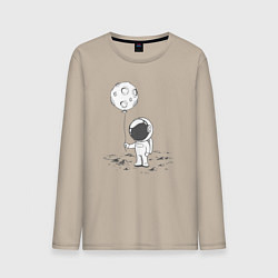Лонгслив хлопковый мужской Космонавт и лунный шарик, цвет: миндальный