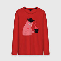 Лонгслив хлопковый мужской Мишкин чай, цвет: красный