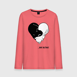 Лонгслив хлопковый мужской Meet my heart, цвет: коралловый