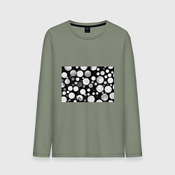 Лонгслив хлопковый мужской Круги на темном фоне, цвет: авокадо