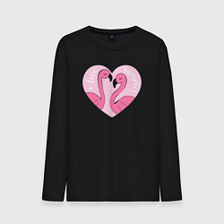 Лонгслив хлопковый мужской Летние фламинго, цвет: черный