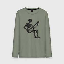 Лонгслив хлопковый мужской Скелет гитарист, цвет: авокадо