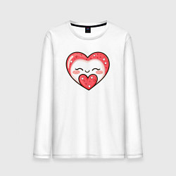 Лонгслив хлопковый мужской Маршмеллоу сердечко, цвет: белый
