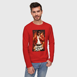 Лонгслив хлопковый мужской Michael Jackson in the red jacket, цвет: красный — фото 2