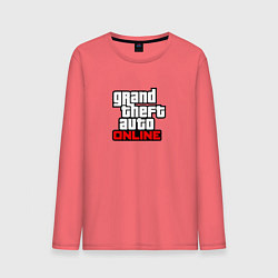 Лонгслив хлопковый мужской GTA online logo game, цвет: коралловый