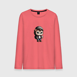 Лонгслив хлопковый мужской Ежик-хипстер, цвет: коралловый