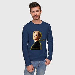 Лонгслив хлопковый мужской Улыбка astro, цвет: тёмно-синий — фото 2