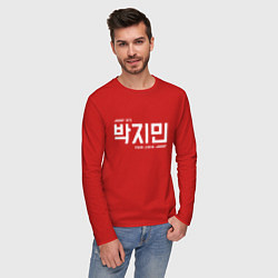 Лонгслив хлопковый мужской Пак Чимин bts, цвет: красный — фото 2