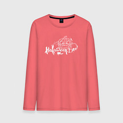 Лонгслив хлопковый мужской Halloween - тыква, паутина, цвет: коралловый
