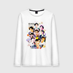 Лонгслив хлопковый мужской Exo together дружная команда, цвет: белый