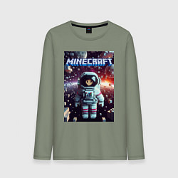 Лонгслив хлопковый мужской Брюнетка в космосе - Майнкрафт фантазия, цвет: авокадо