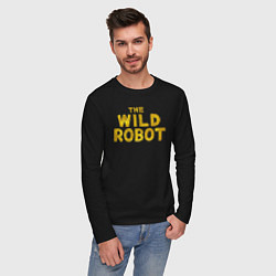 Лонгслив хлопковый мужской The wild robot logo, цвет: черный — фото 2