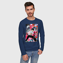 Лонгслив хлопковый мужской Магическая битва Юта арт, цвет: тёмно-синий — фото 2