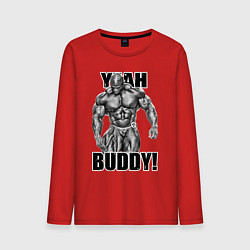 Лонгслив хлопковый мужской Ronnie Coleman- yeah buddy, цвет: красный