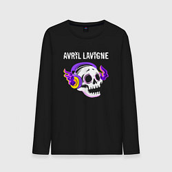 Лонгслив хлопковый мужской Avril Lavigne - неоновый череп, цвет: черный