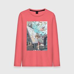 Лонгслив хлопковый мужской Будни дизайнера, цвет: коралловый