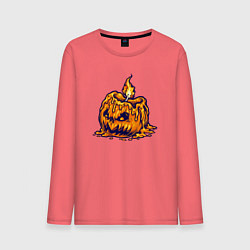 Лонгслив хлопковый мужской Свеча в тыкве, цвет: коралловый
