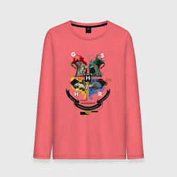 Лонгслив хлопковый мужской Hogwarts School of Witchcraft and Wizardry, цвет: коралловый