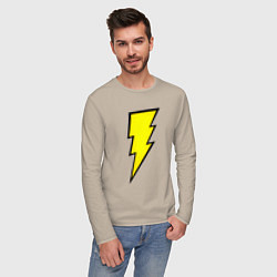 Лонгслив хлопковый мужской Shazam and Black Adam logo, цвет: миндальный — фото 2