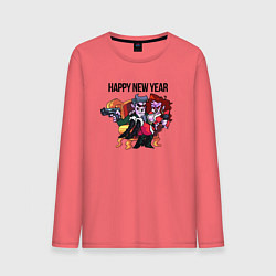 Лонгслив хлопковый мужской Friday Night Funkin - Happy New Year, цвет: коралловый