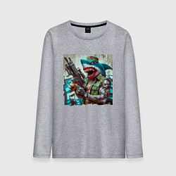 Лонгслив хлопковый мужской Dude shark - special forces, цвет: меланж