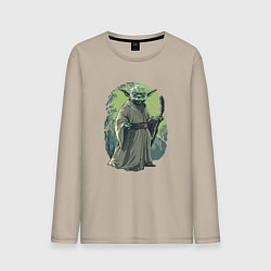 Лонгслив хлопковый мужской Йода - Звездные войны, цвет: миндальный