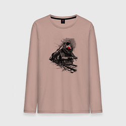 Лонгслив хлопковый мужской Паровоз со пятиконечной звездой, цвет: пыльно-розовый