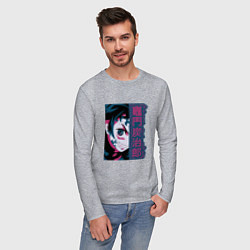 Лонгслив хлопковый мужской Клинок рассекающий демонов Тандзиро боец, цвет: меланж — фото 2